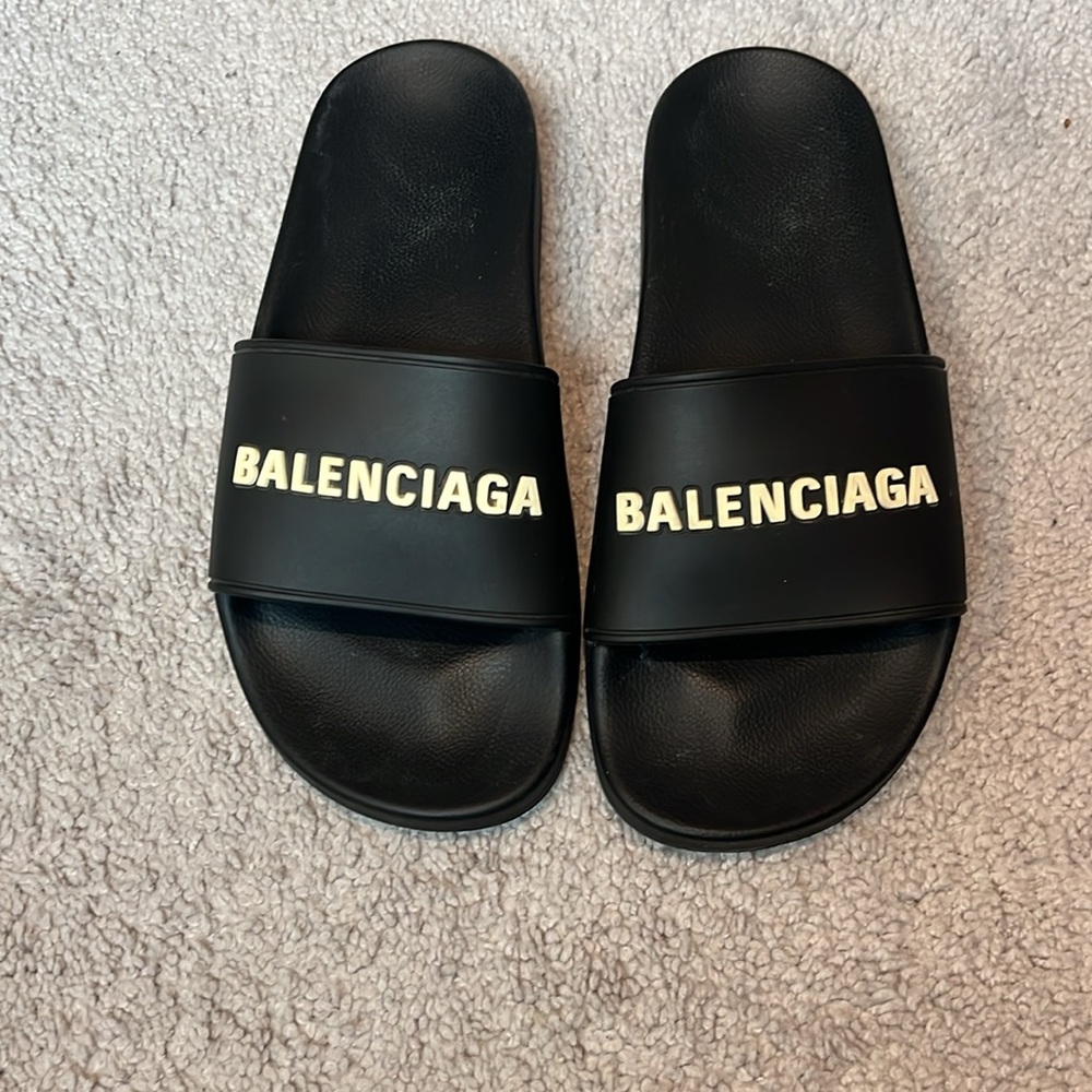 Balenciaga Black Rubber Slides